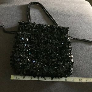 Black beaded handbag
